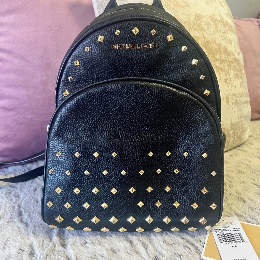 Michael Kors Black Backpack with Gold Accents
